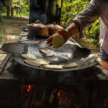 La Fortuna Arenal Volcano Tortillas and natural sugar cane drink